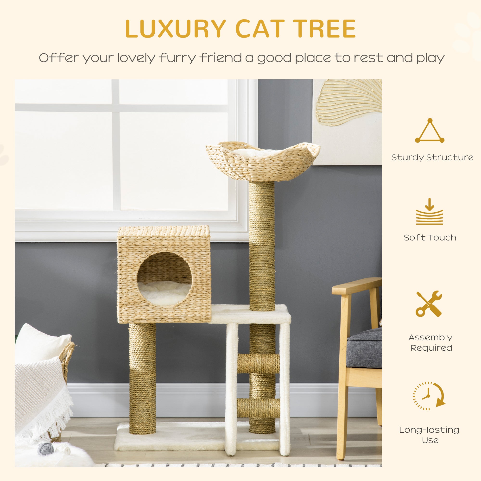 Cattail Weave Cat Tree - Kitty Tower