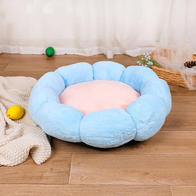 Mojotails Velvet Thick Round Flower Cat Litter Kennel