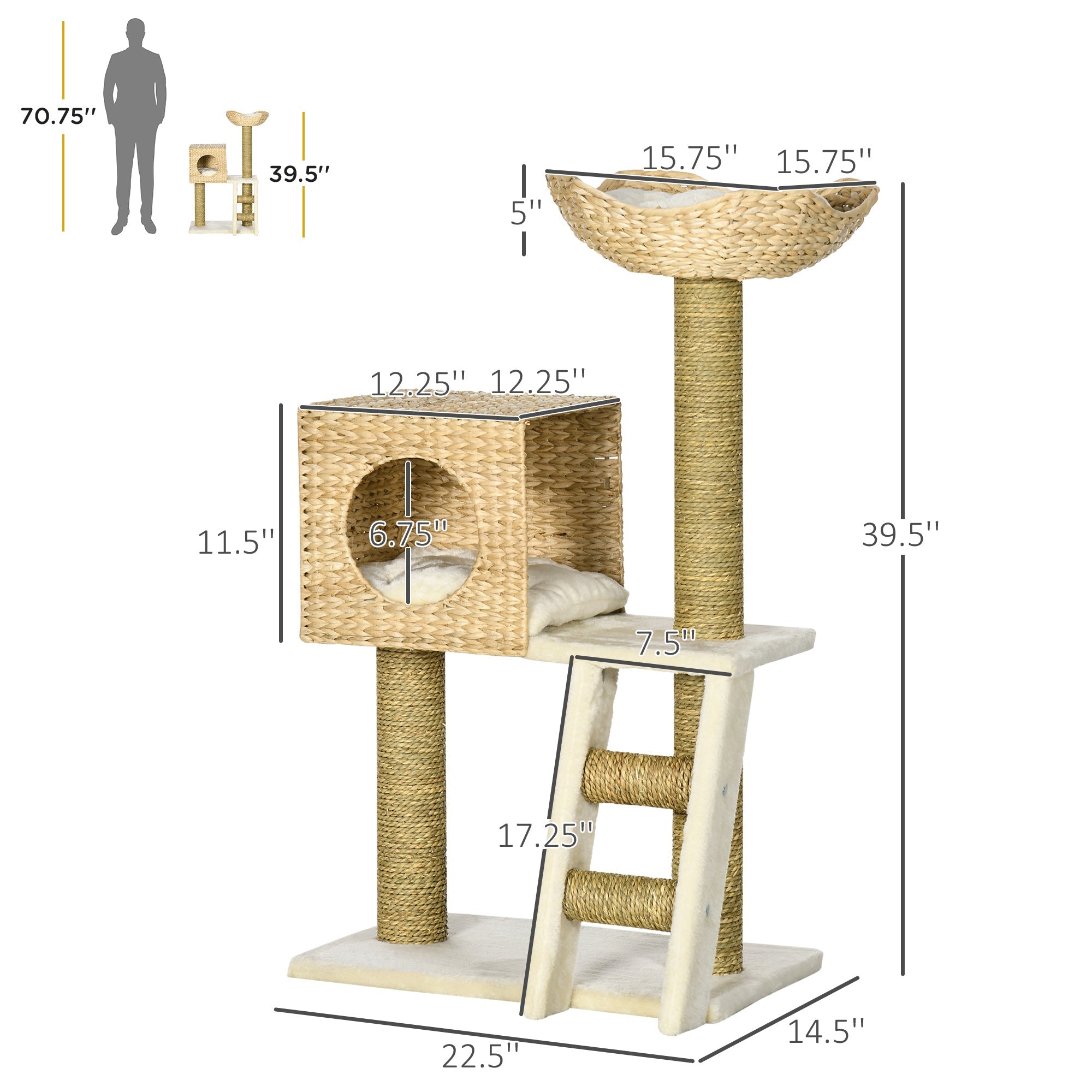 Cattail Weave Cat Tree - Kitty Tower