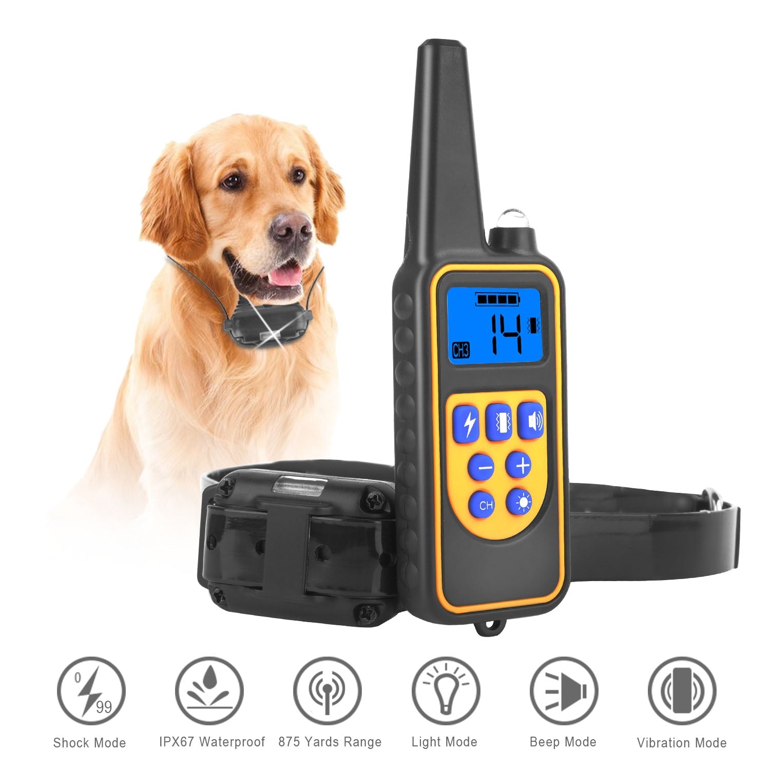 Dog Training Collar With Remote  IP67 Waterproof Pet Trainer