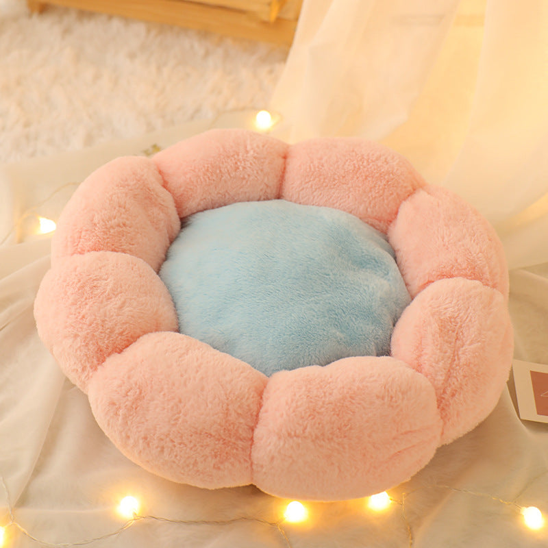 Mojotails Velvet Thick Round Flower Cat Litter Kennel