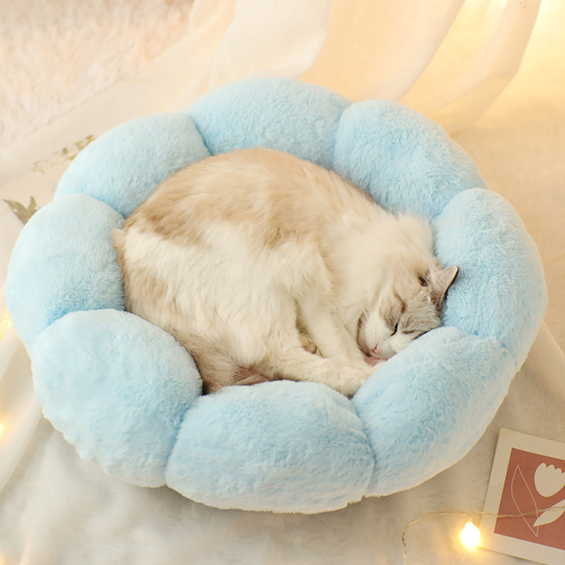 Mojotails Velvet Thick Round Flower Cat Litter Kennel