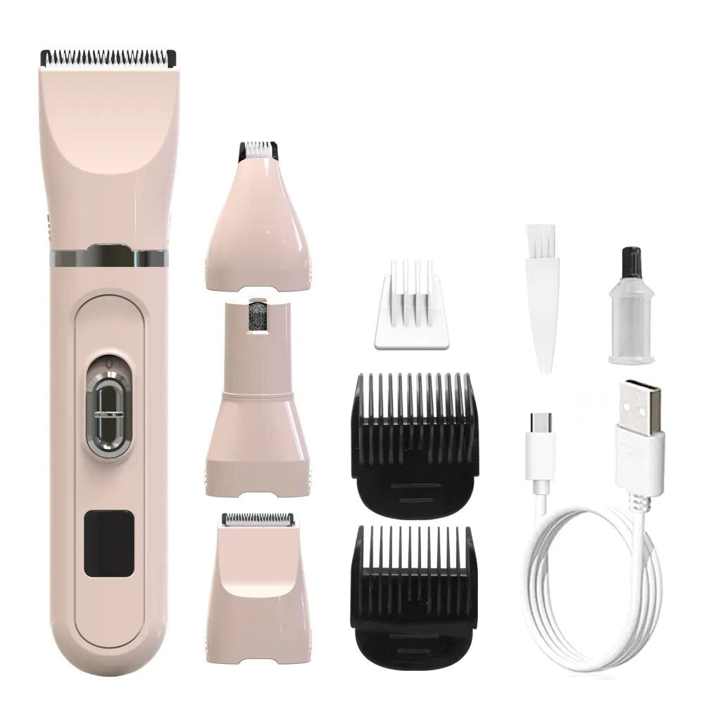 Dog Clippers Low Noise Paw Trimmer - Rechargeable Grooming Kit