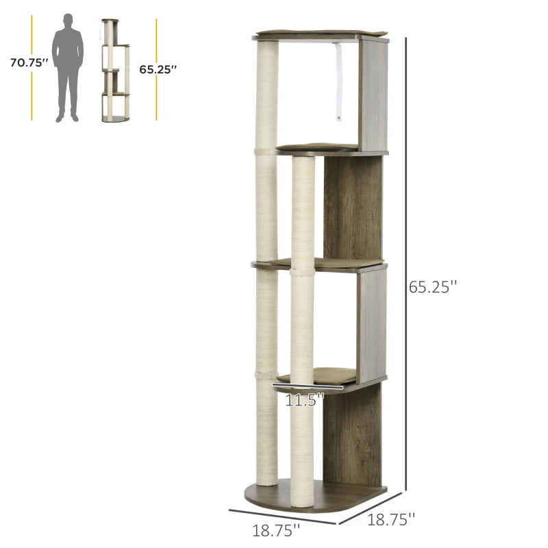 Corner Modern Cat Tree | Large Multilevel Cat Tower