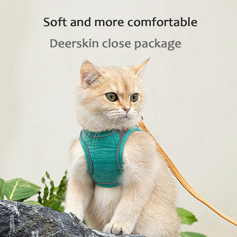 Adjustable Cat Harness With Leash Set - Reflective