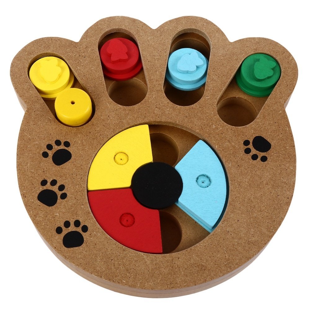 Wooden Paw Shape Treat Food IQ Training