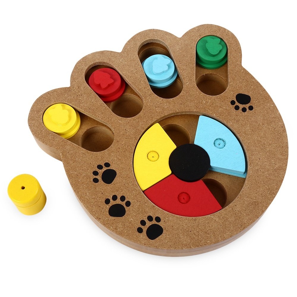 Wooden Paw Shape Treat Food IQ Training