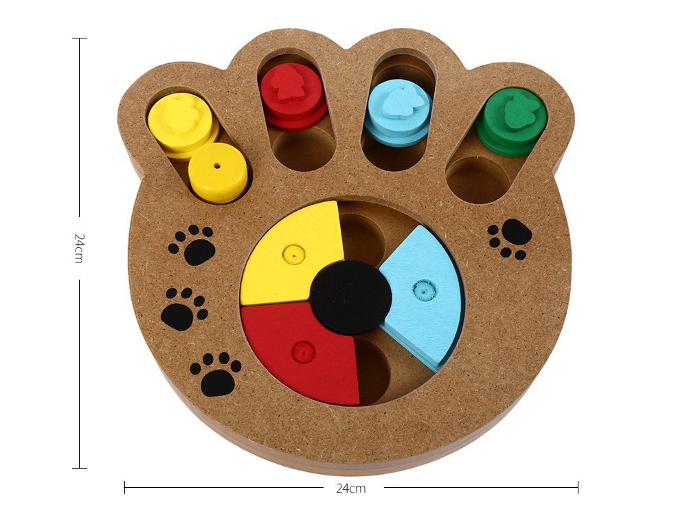Wooden Paw Shape Treat Food IQ Training