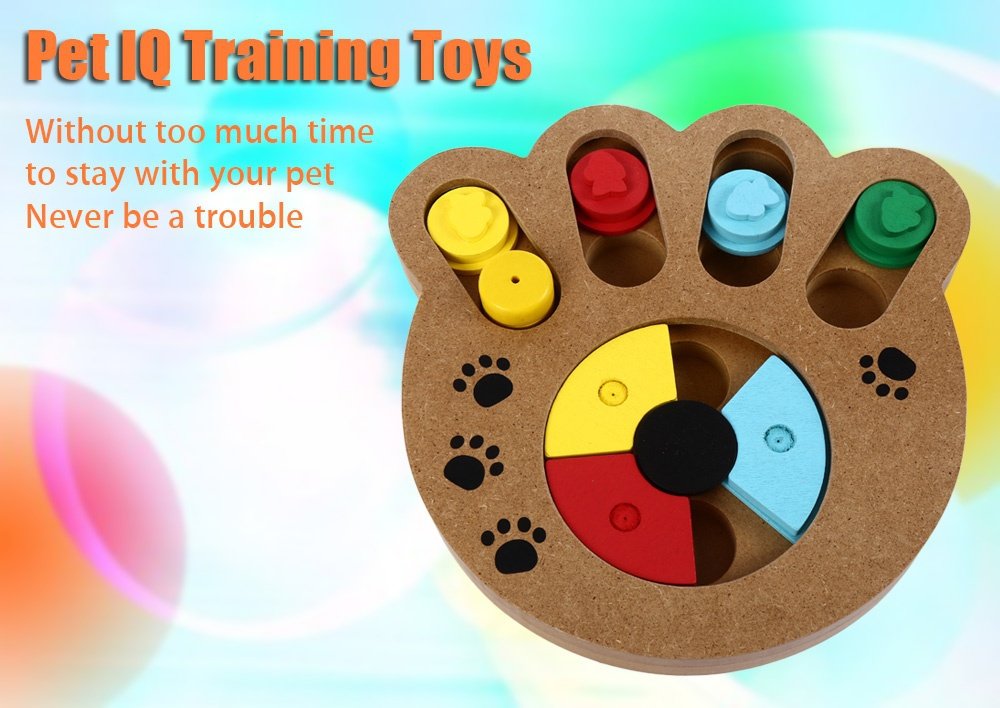 Wooden Paw Shape Treat Food IQ Training