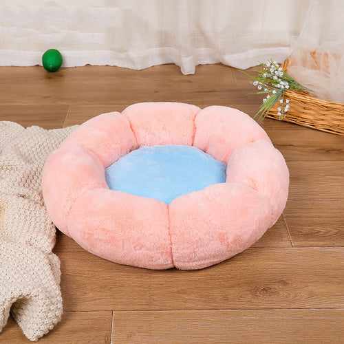 Mojotails Velvet Thick Round Flower Cat Litter Kennel